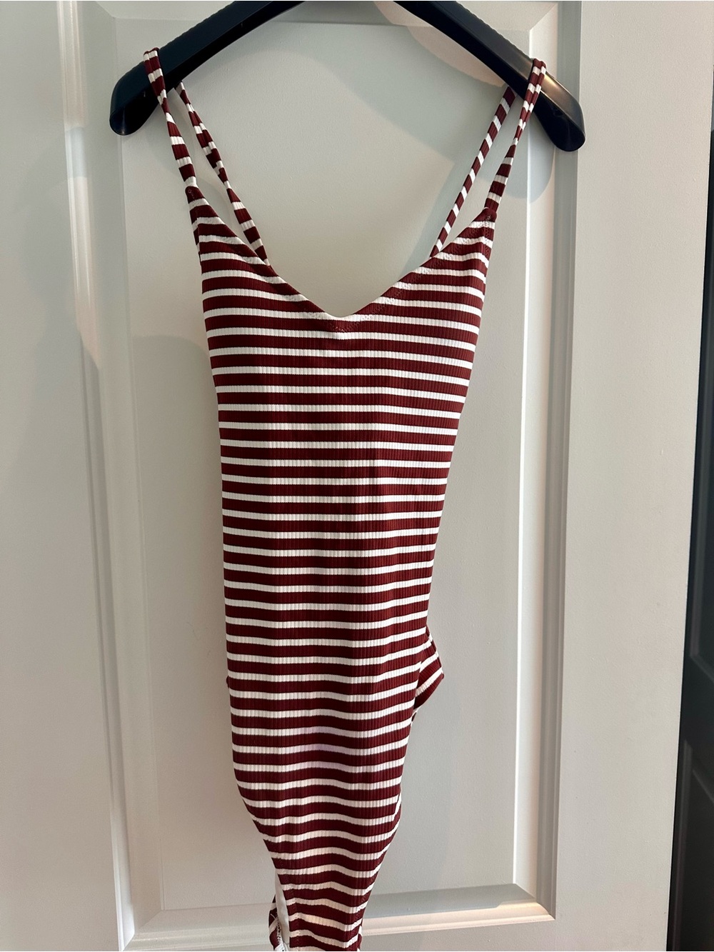 Aerie brown and white striped ribbed one piece. Size XL